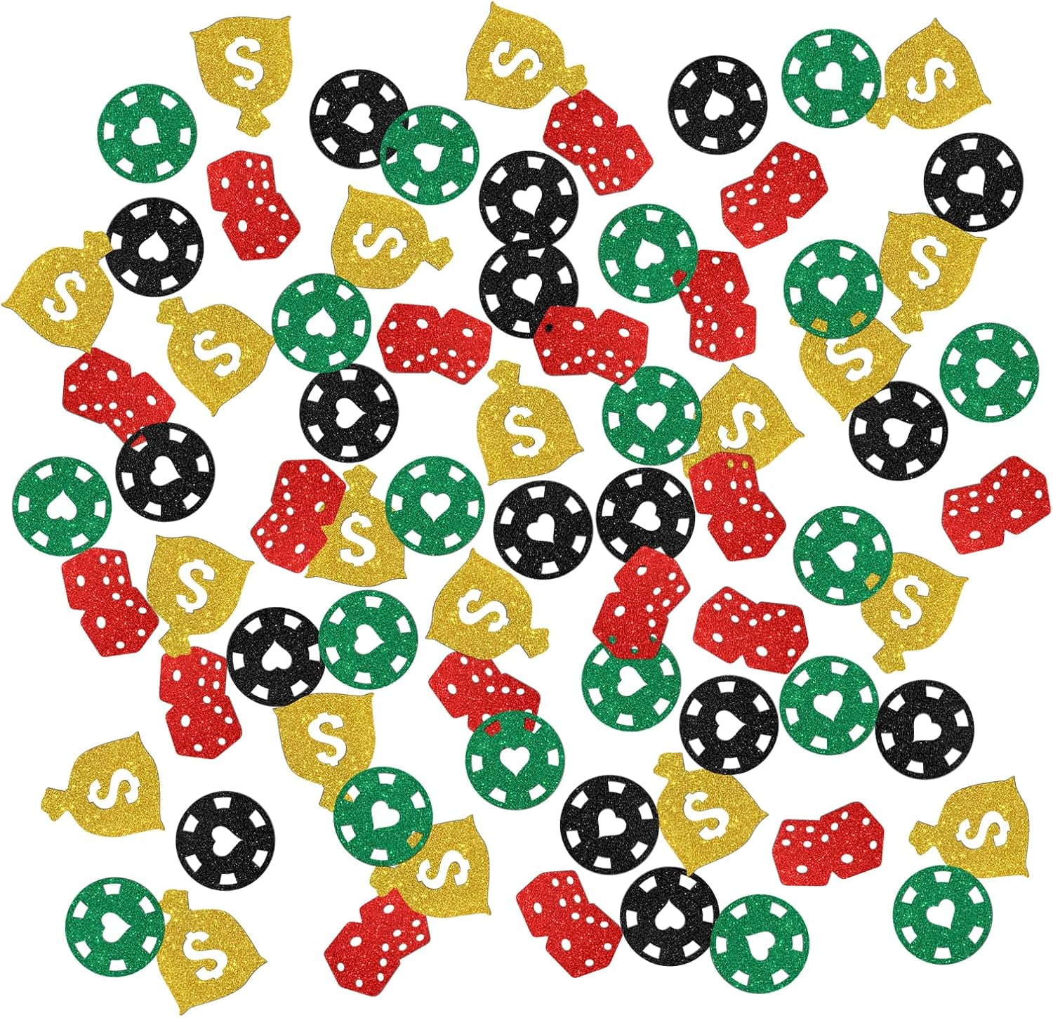 Gambling Chips Dollar Glitter, Money Casino Night Confetti, Birthday, Wedding Paper Scatter, Dollar Bill Poker Game Party Table Decorations, 120pcs