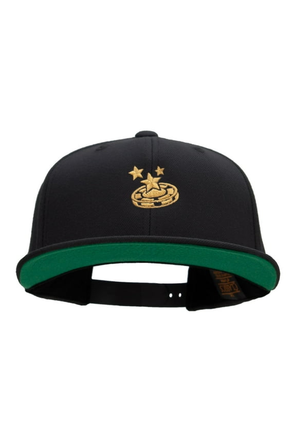 Gambling Coin Embroidered Wool Blend Prostyle Snapback - Black OSFM