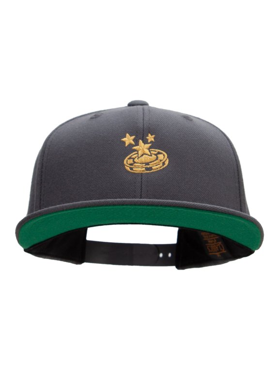Gambling Coin Embroidered Wool Blend Prostyle Snapback - Dk Grey OSFM