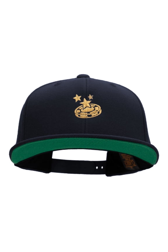 Gambling Coin Embroidered Wool Blend Prostyle Snapback - Navy OSFM