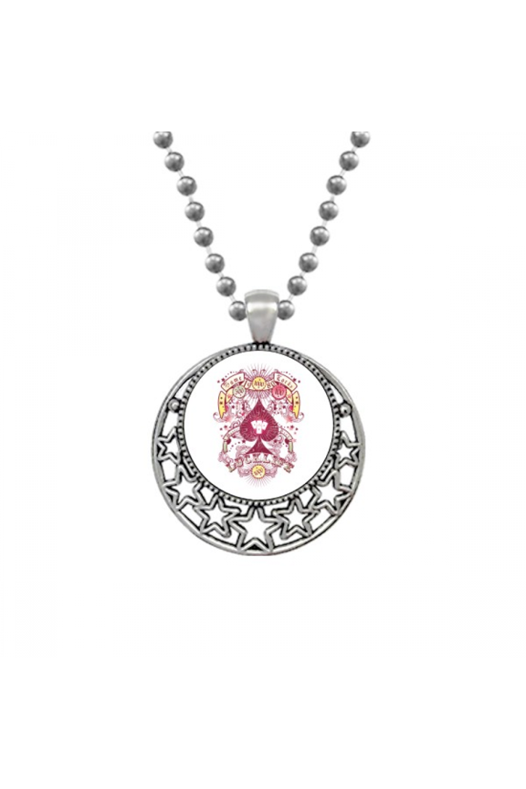 Gambling Utensils Playing Cards Pattern Necklaces Pendant Retro Moon Stars Jewelry