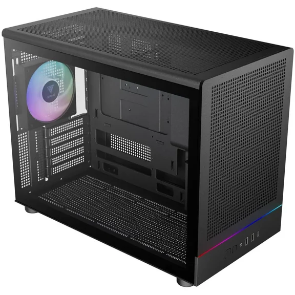 Gamdias ATHENA M4M mini ITX, mATX, micro mesh small form factor PC case, includes 3 PWM fans (Airflow up to 57.56 CFM), fits: 395mm GPU, ATX PSU, and 360mm radiators.