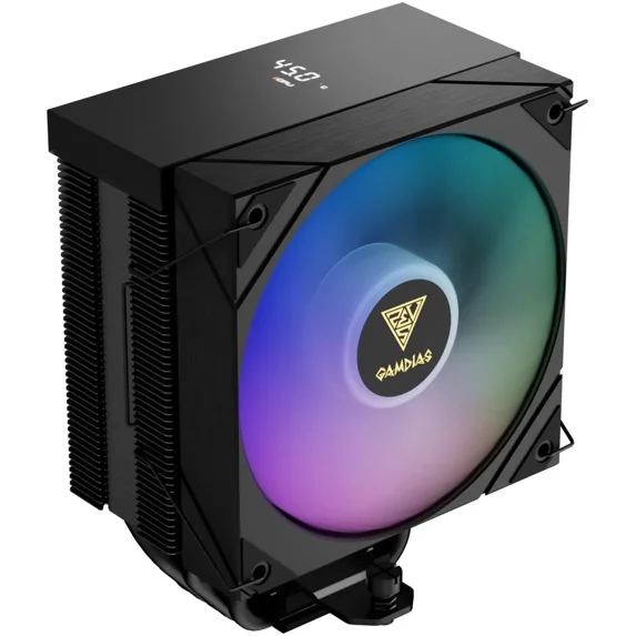 Gamdias Boreas M2-51D ARGB CPU Air Cooler with Digital Display, 5 Copper Heat Pipes, 120mm Hydraulic Bearing PWM ARGB Fan, Support LGA 1700/1151/1150/1155/1156/1200/2011/2066/AM5/AM4