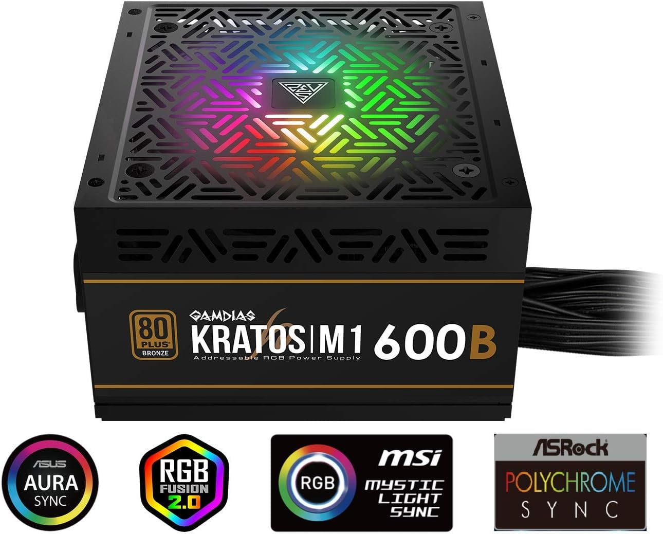 Gamdias KRATOS 600W PC Power Supply ATX, Bronze, ARGB lighting
