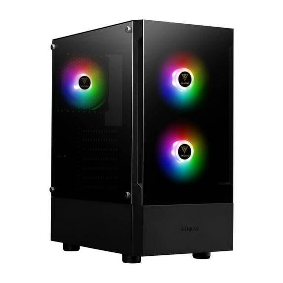 TALOS E3, ATX PC Case, Black Gaming Case with 3 Built-in 120mm ARGB Fans, Tempered Glass Panels by Gamdias