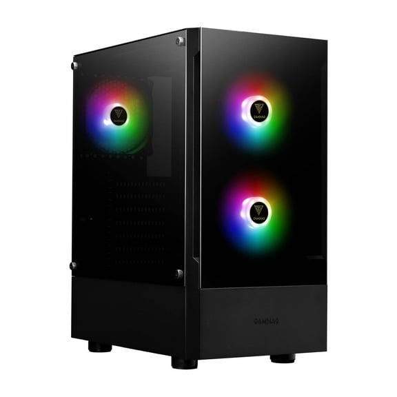 TALOS E3, ATX PC Case, Black Gaming Case with 3 Built-in 120mm ARGB Fans, Tempered Glass Panels by Gamdias