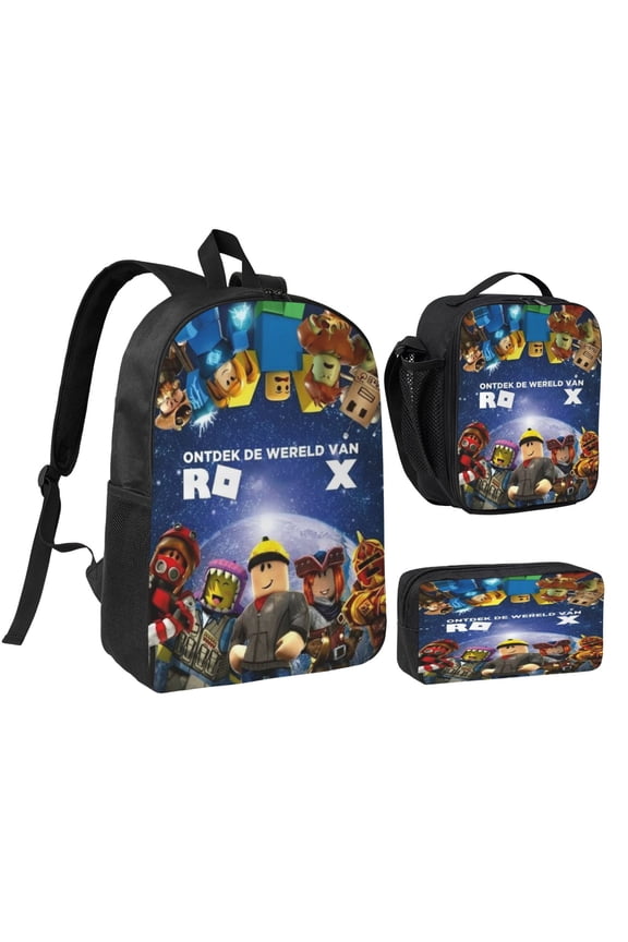 Anime Cartoon Backpack 3PCs Casual Backpack Set, Including A Backpack, A Lunch Bag, And A Pencil Case, Suitable For Casual Travel And Daily Carry