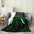 thumbnail image 1 of Game Blanket for Boys,Gaming Throw Blanket 40x50,Kids Gamer Neon Lights Gamepad Fleece Blanket for Teen Men Bedroom,Geometry Honeycomb Hexagon Flannel Blanket Sofa Bed Couch Decor,Green Grey, 1 of 5