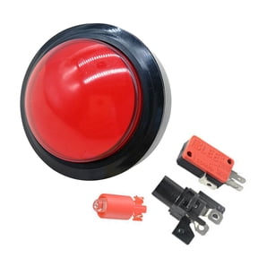Game Button LED Light 60mm Convex Button Big Round Button for Arcade Video Game Console Button Switch, Red