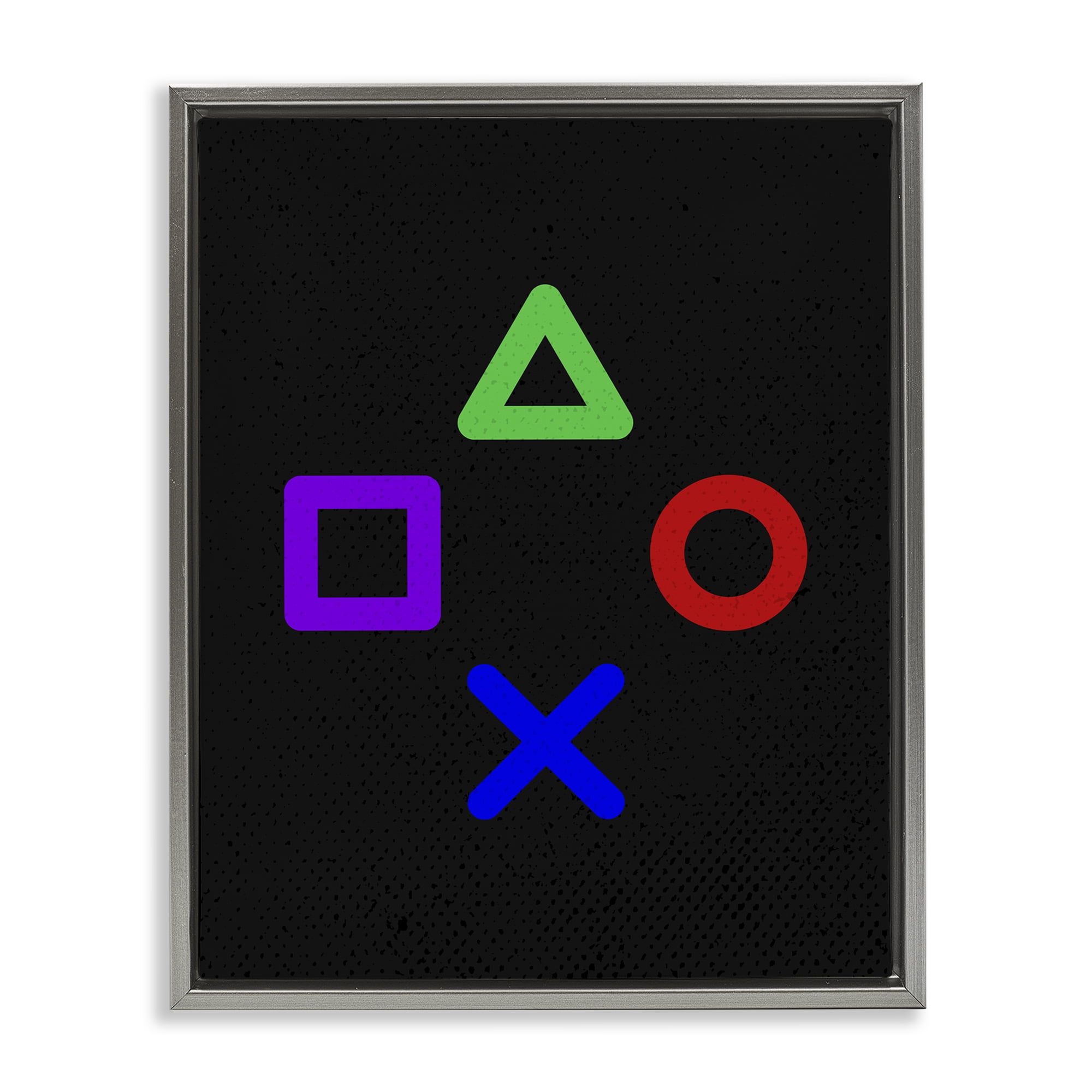 Game Button Shapes Gray Framed Floater Canvas Wall Art, design by Kim Allen