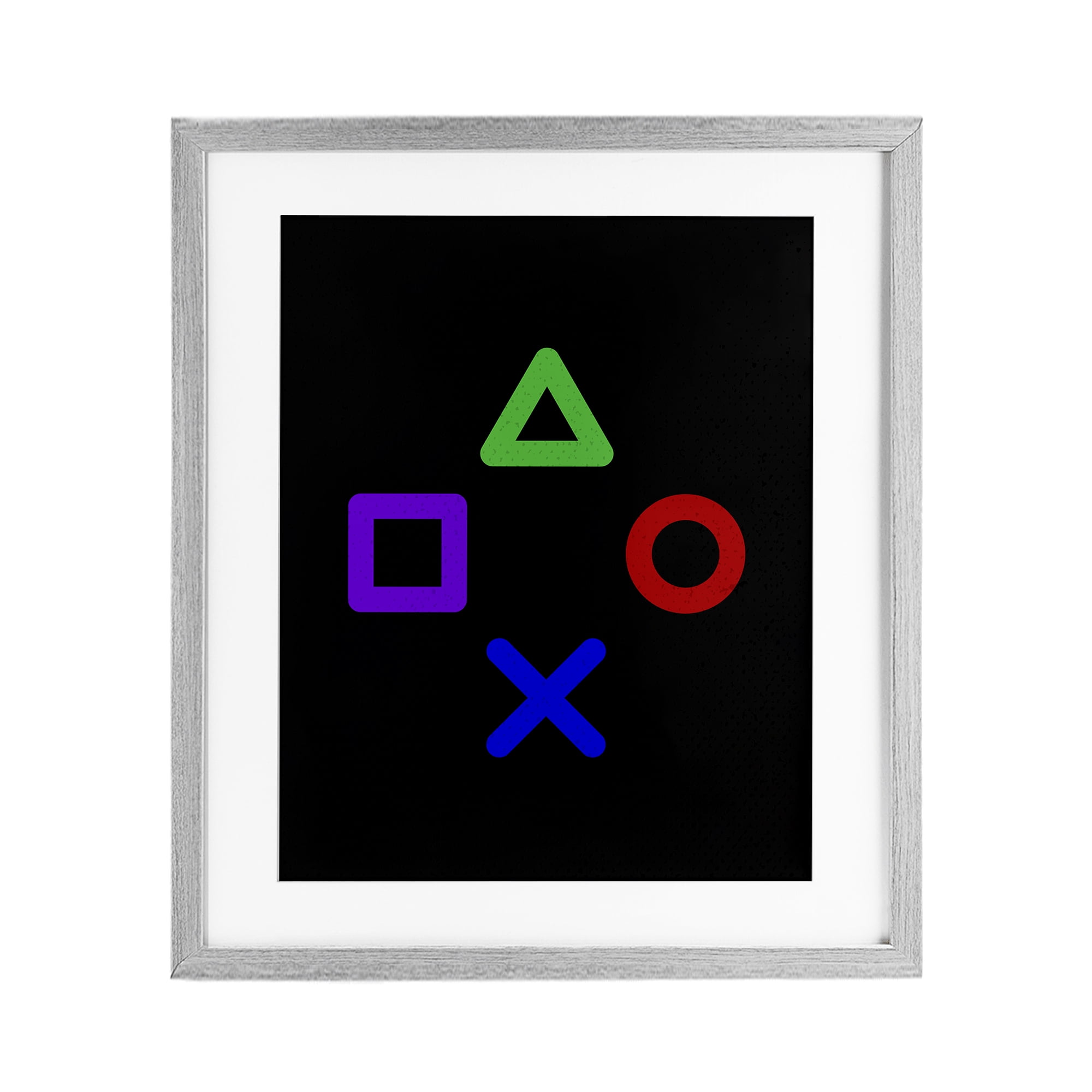 Game Button Shapes Gray Framed Print Under Glass, design by Kim Allen