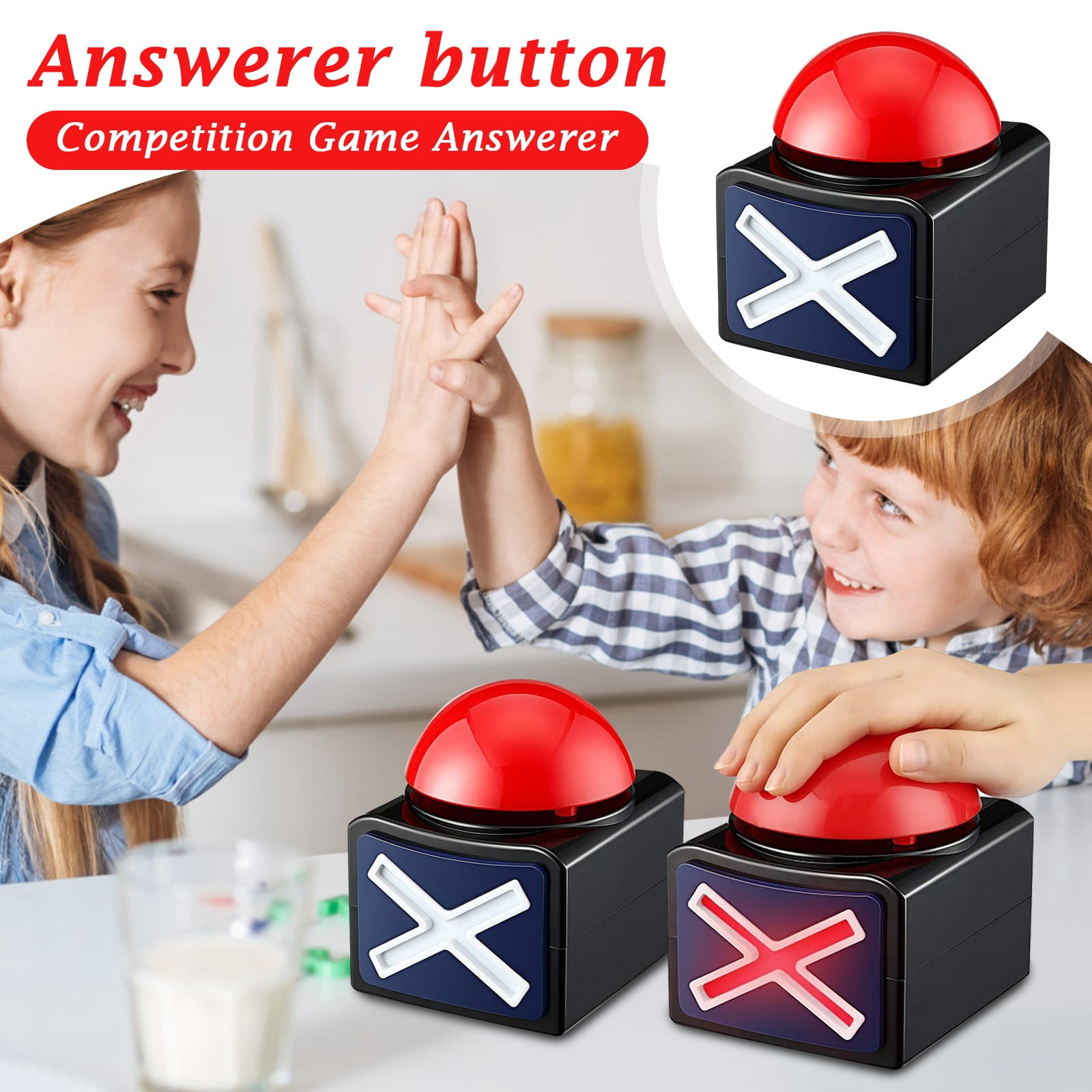 Trivia Button Game Buzzer with Sound for Trivia Nights, Press Type Answer Button for ...