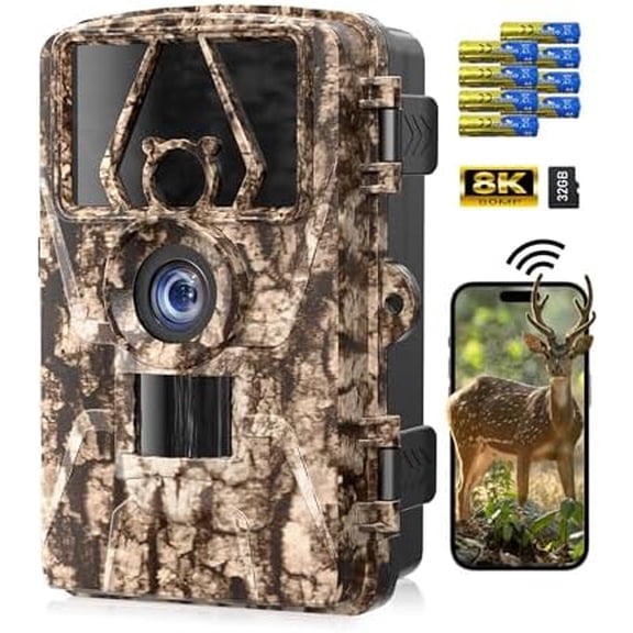 Game Camera WiFi 60MP/8k with No Glow Night Vision Waterproof,0.05s Trigger Motion Activated Wildlife Deer Camera Yellow$$Other