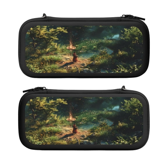 Game Capture, Carrying Case For Nintendo Switch & OLED Version, Eva Lightweight Shockproof Protective Pouch Case for Game Console & Accessories with 10 Game Card Slot & Wristband, Black