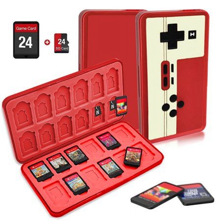 Game Card Case for Nintendo Switch Games, Hard Shell Protective and Durable 24 Slots Card & 24 Slots Micro SD Card Storage Holder Box