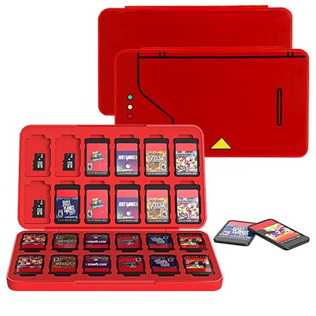 Game Card Case for Nintendo Switch Games, Hard Shell Protective and Durable 24 Slots Card & 24 Slots Micro SD Card Storage Holder Box