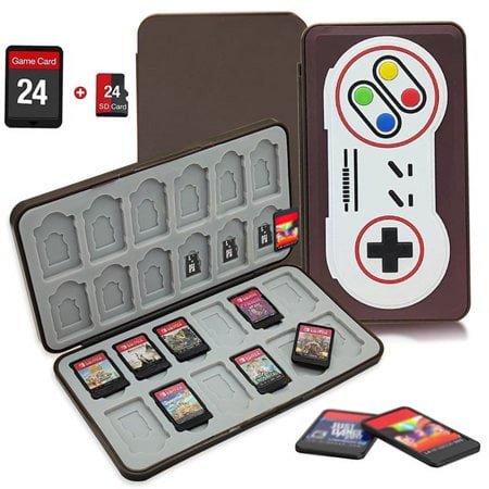 Game Card Case for Nintendo Switch Games, Hard Shell Protective and Durable 24 Slots Card & 24 Slots Micro SD Card Storage Holder Box