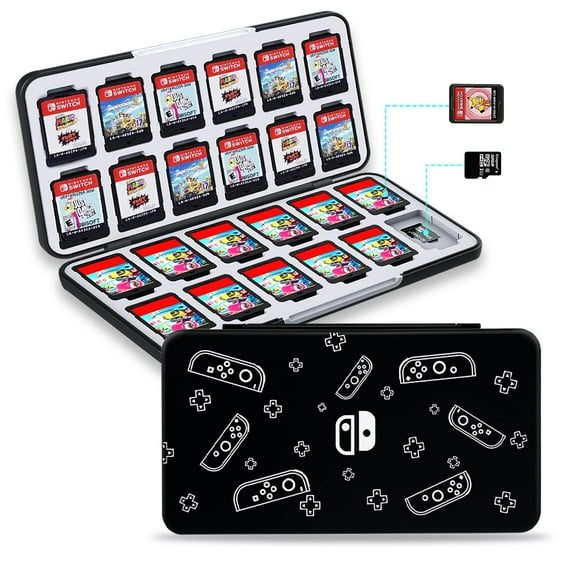 Game Card Case for Nintendo Switch& Switch OLED Game Card, Carrying Storage Case with 24 Game Card Slots and Micro SD Card Slots
