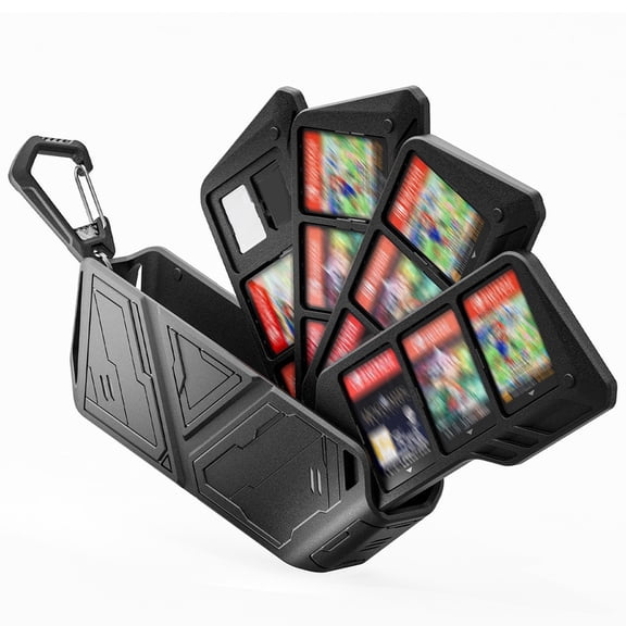 Game Card Case for Switch 2/OLED/Lite, Portable Game Storage Case with 4 Foldable Layers and 11 Game Card Slots (Black)