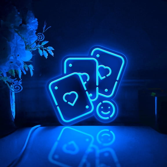 Game Card Led Light Box, Dimmable Neon-Like Light Signs USB Power for Wall Decor Bedroom Decoration, RGB Light (WxH) 16"x15"