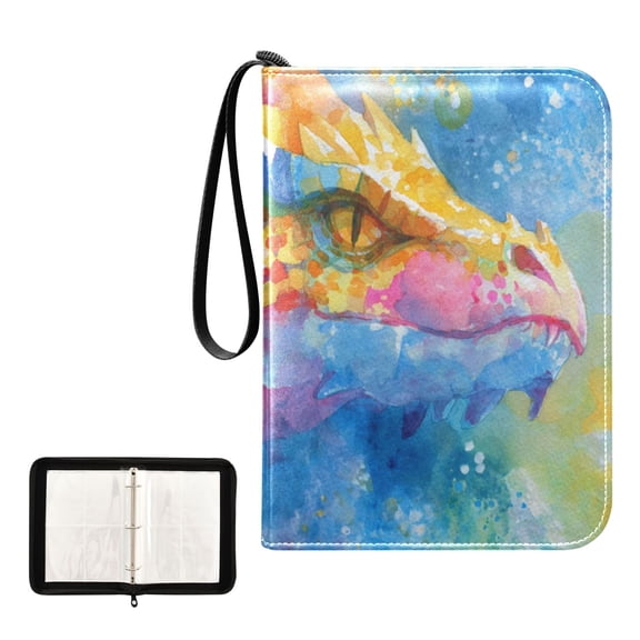 Game Card Storage Bag Collectible Trading Card Albums The 4-Pocket Card Binder With 50-Page Sleeve Can Hold 400 Game Cards Beautiful Watercolor Dragon