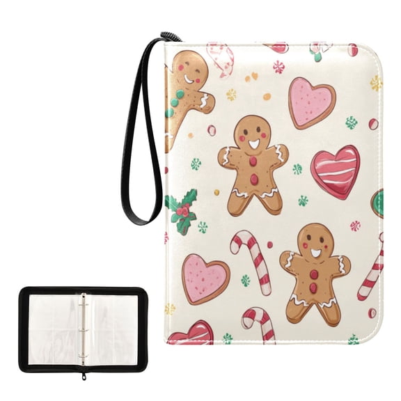 Game Card Storage Bag Collectible Trading Card Albums The 4-Pocket Card Binder With 50-Page Sleeve Can Hold 400 Game Cards Cartoon Christmas Gingerbread Man