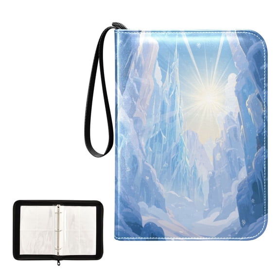 Game Card Storage Bag Collectible Trading Card Albums The 4-Pocket Card Binder With 50-Page Sleeve Can Hold 400 Game Cards Ice Cave Whimsical Landscape
