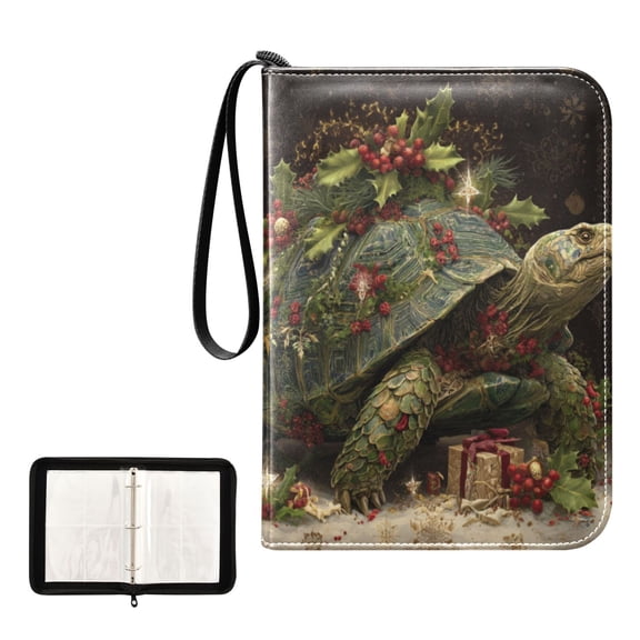 Game Card Storage Bag Collectible Trading Card Albums The 4-Pocket Card Binder With 50-Page Sleeve Can Hold 400 Game Cards Magical Christmas Beautiful Turtle