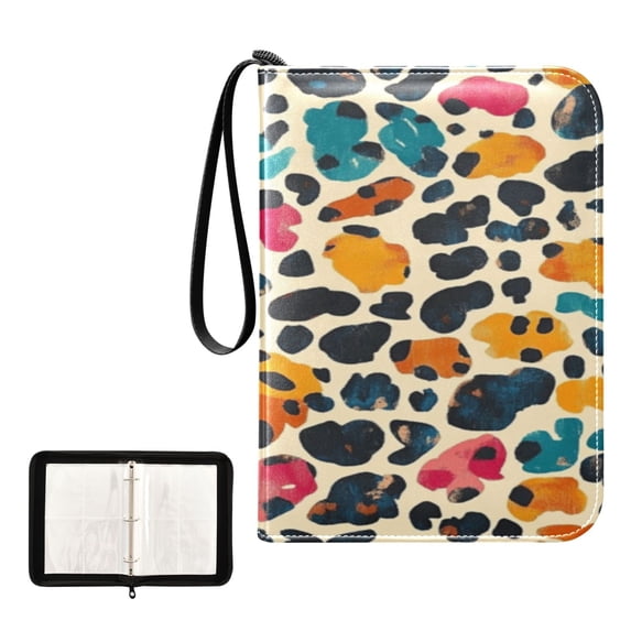Game Card Storage Bag Collectible Trading Card Albums The 4-Pocket Card Binder With 50-Page Sleeve Can Hold 400 Game Cards Pretty Colorful Leopard Print