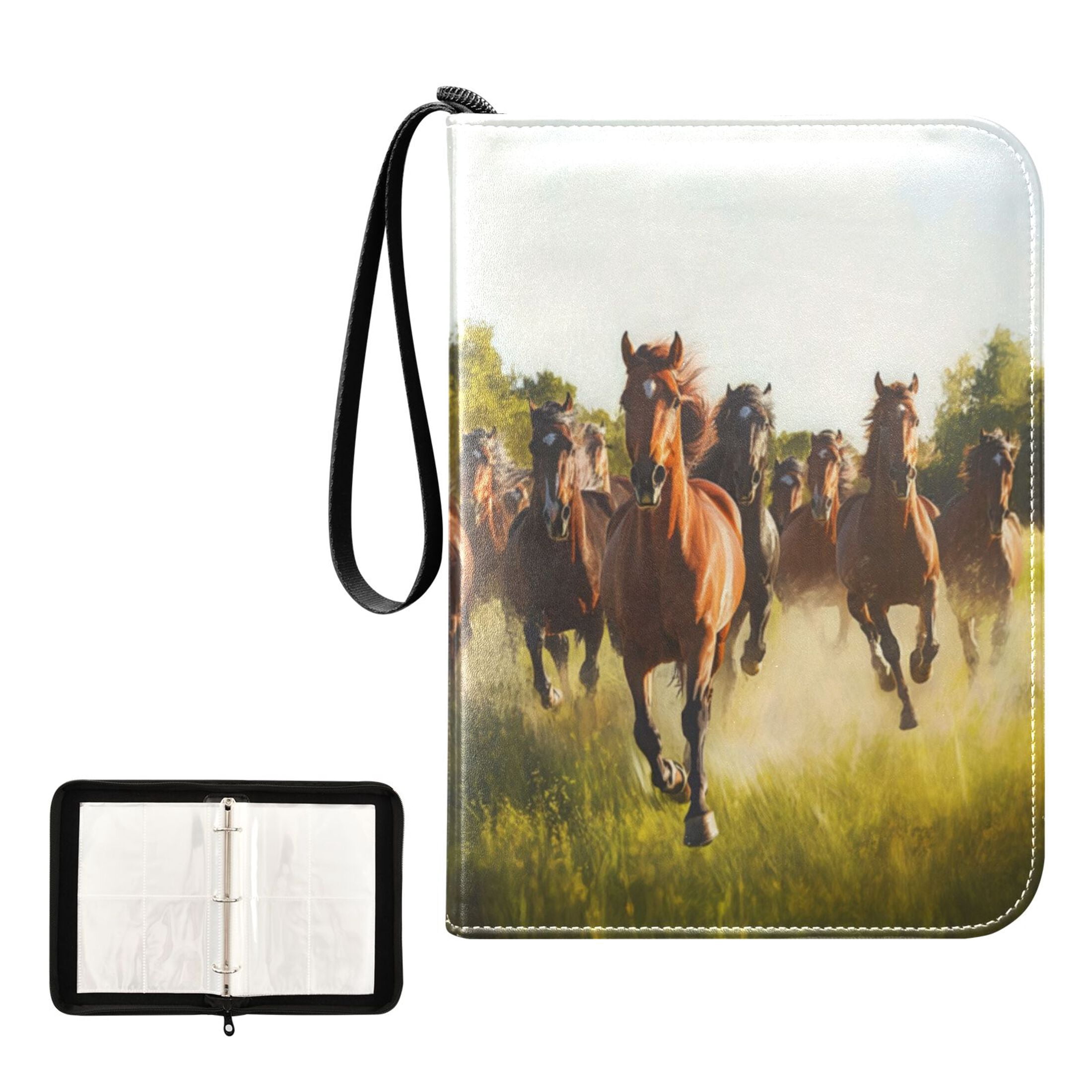 Game Card Storage Bag Collectible Trading Card Albums The 4-Pocket Card Binder With 50-Page Sleeve Can Hold 400 Game Cards Beautiful Herd Of Horses