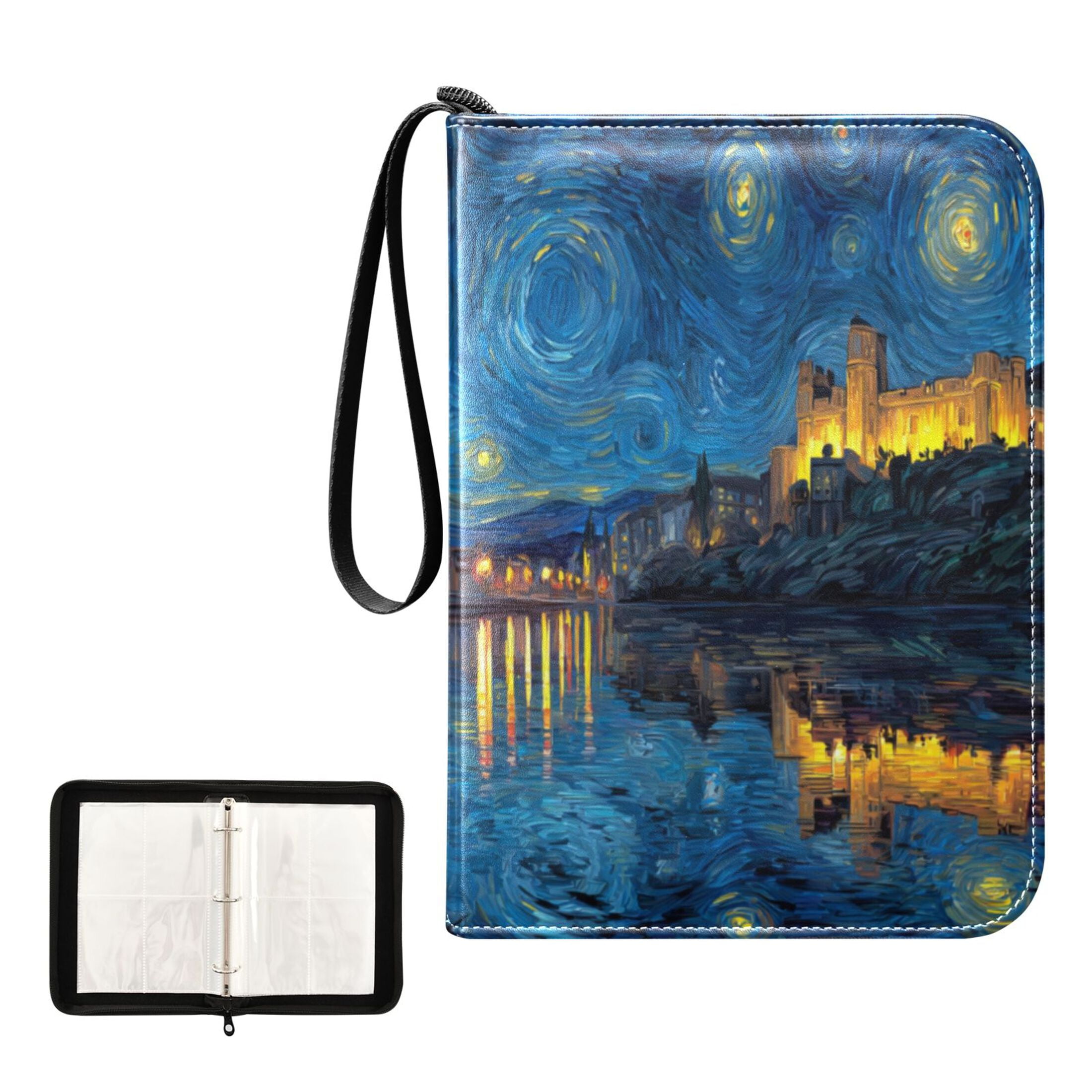 Game Card Storage Bag Collectible Trading Card Albums The 4-Pocket Card Binder With 50-Page Sleeve Can Hold 400 Game Cards Beautiful Starry Night