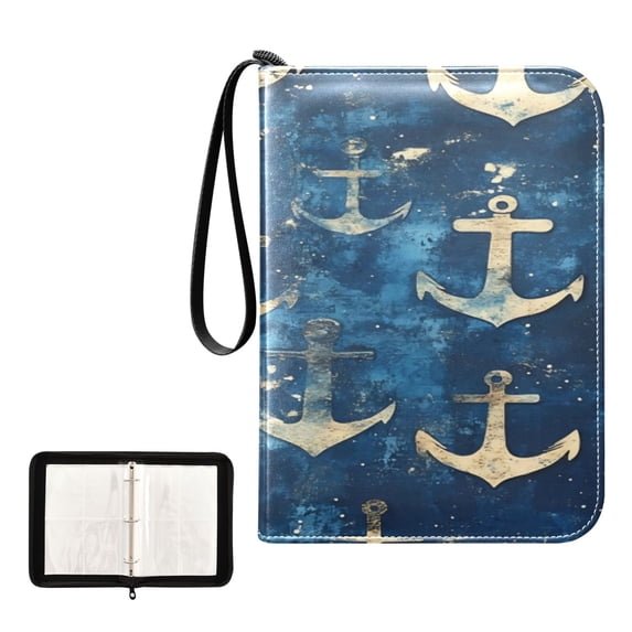 Game Card Storage Bag Collectible Trading Card Albums The 4-Pocket Card Binder With 50-Page Sleeve Can Hold 400 Game Cards Cartoon Anchor