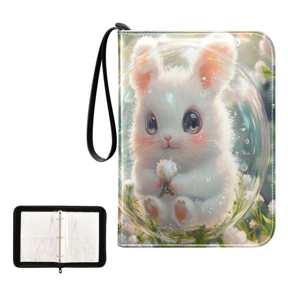 Game Card Storage Bag Collectible Trading Card Albums The 4-Pocket Card Binder With 50-Page Sleeve Can Hold 400 Game Cards Cartoon Bubble Rabbit