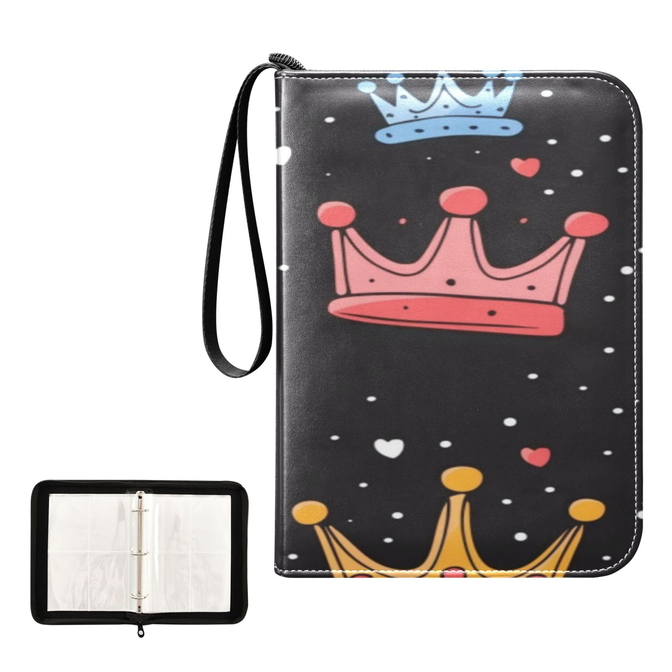 Game Card Storage Bag Collectible Trading Card Albums The 4-Pocket Card Binder With 50-Page Sleeve Can Hold 400 Game Cards Cartoon Crown Cute