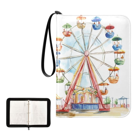 Game Card Storage Bag Collectible Trading Card Albums The 4-Pocket Card Binder With 50-Page Sleeve Can Hold 400 Game Cards Cartoon Ferris Wheel