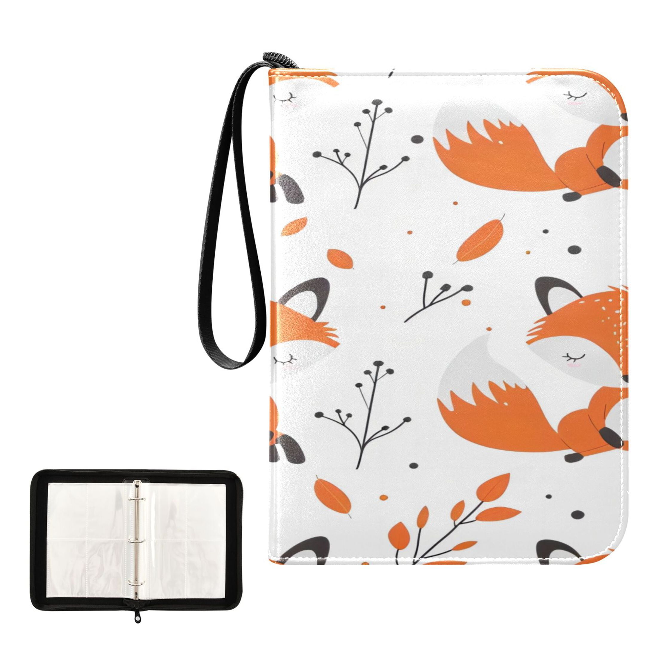 Game Card Storage Bag Collectible Trading Card Albums The 4-Pocket Card Binder With 50-Page Sleeve Can Hold 400 Game Cards Cartoon Fox