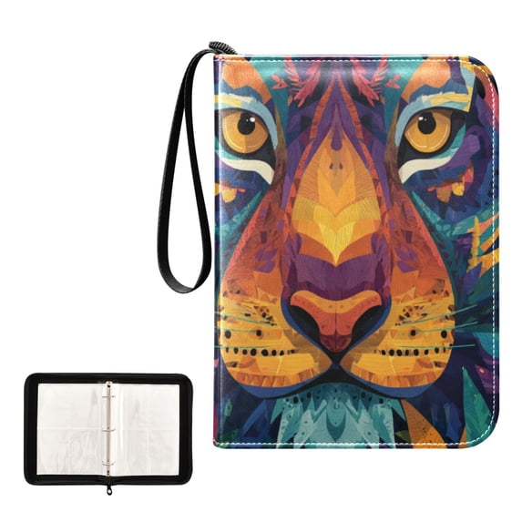 Game Card Storage Bag Collectible Trading Card Albums The 4-Pocket Card Binder With 50-Page Sleeve Can Hold 400 Game Cards Colorful Tiger