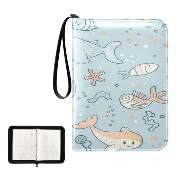 Game Card Storage Bag Collectible Trading Card Albums The 4-Pocket Card Binder With 50-Page Sleeve Can Hold 400 Game Cards Cute Fish