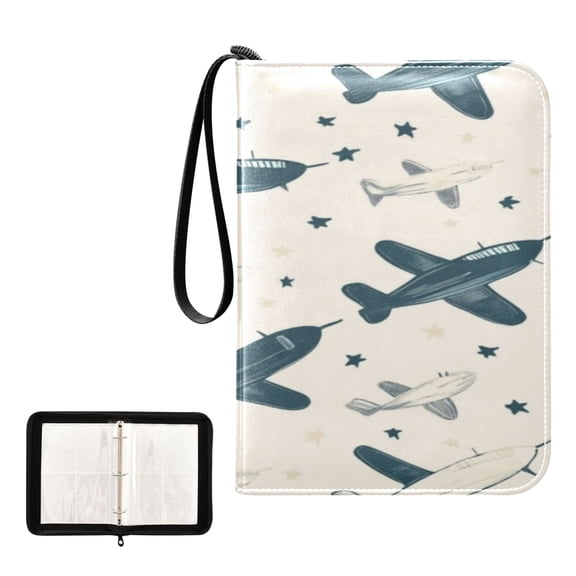 Game Card Storage Bag Collectible Trading Card Albums The 4-Pocket Card Binder With 50-Page Sleeve Can Hold 400 Game Cards Cute Green Cartoon Plane