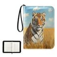 thumbnail image 1 of Game Card Storage Bag Collectible Trading Card Albums The 4-Pocket Card Binder With 50-Page Sleeve Can Hold 400 Game Cards Grassland Beautiful Tiger, 1 of 6