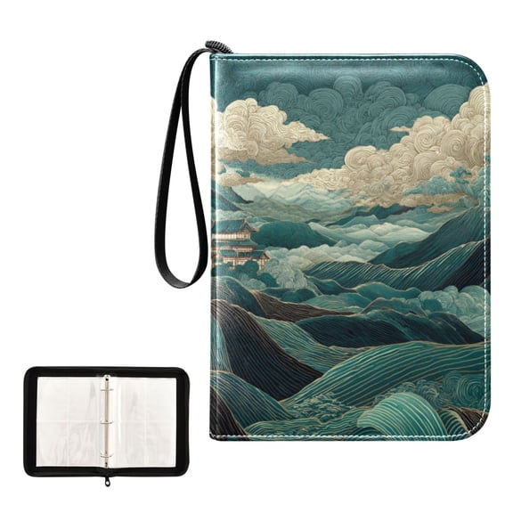 Game Card Storage Bag Collectible Trading Card Albums The 4-Pocket Card Binder With 50-Page Sleeve Can Hold 400 Game Cards Green Mountains