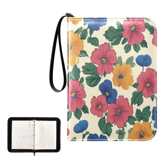 Game Card Storage Bag Collectible Trading Card Albums The 4-Pocket Card Binder With 50-Page Sleeve Can Hold 400 Game Cards Lovely Flowers