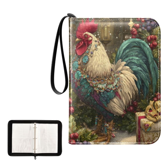 Game Card Storage Bag Collectible Trading Card Albums The 4-Pocket Card Binder With 50-Page Sleeve Can Hold 400 Game Cards Magical Christmas Rooster