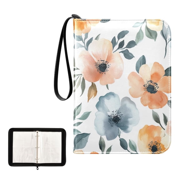 Game Card Storage Bag Collectible Trading Card Albums The 4-Pocket Card Binder With 50-Page Sleeve Can Hold 400 Game Cards Orange Flower Oil Painting