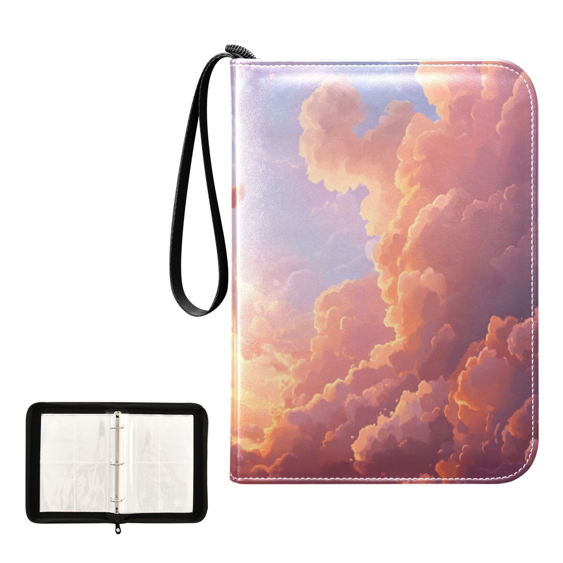 Game Card Storage Bag Collectible Trading Card Albums The 4-Pocket Card Binder With 50-Page Sleeve Can Hold 400 Game Cards Pink and Beautiful Sky