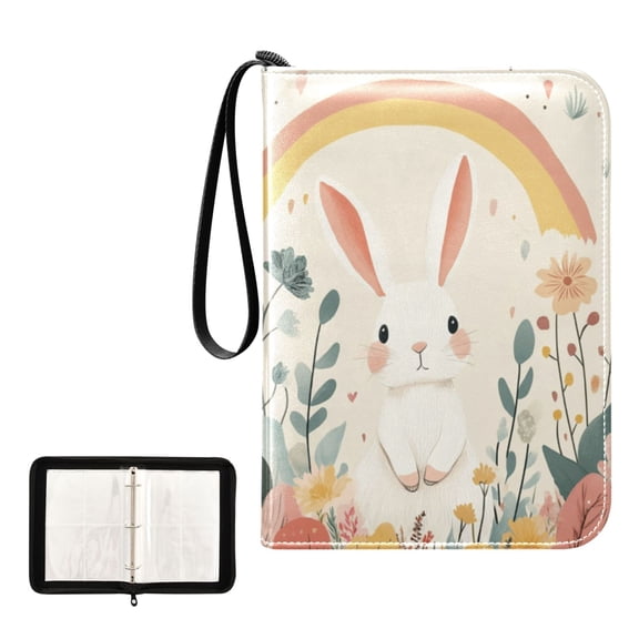 Game Card Storage Bag Collectible Trading Card Albums The 4-Pocket Card Binder With 50-Page Sleeve Can Hold 400 Game Cards Rainbow Cute Rabbit