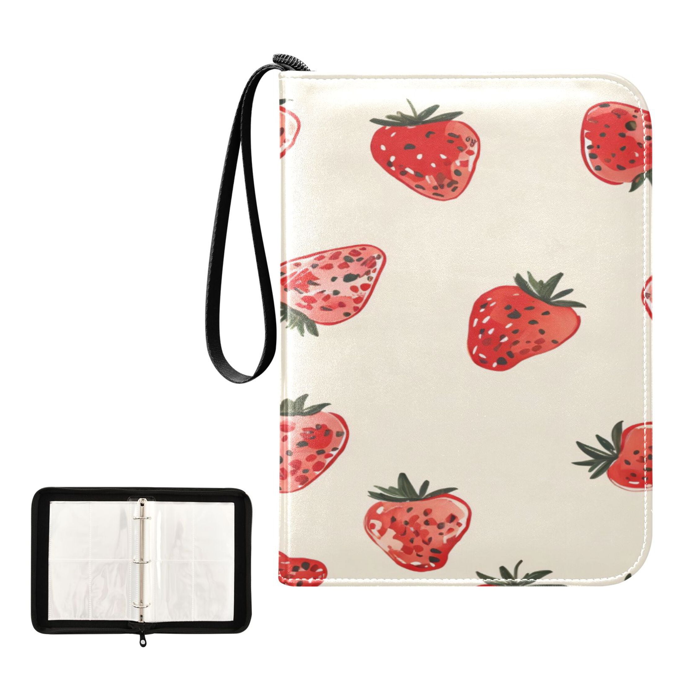 Game Card Storage Bag Collectible Trading Card Albums The 4-Pocket Card Binder With 50-Page Sleeve Can Hold 400 Game Cards Small Strawberry