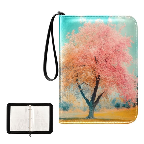 Game Card Storage Bag Collectible Trading Card Albums The 4-Pocket Card Binder With 50-Page Sleeve Can Hold 400 Game Cards Spring Tree Scene