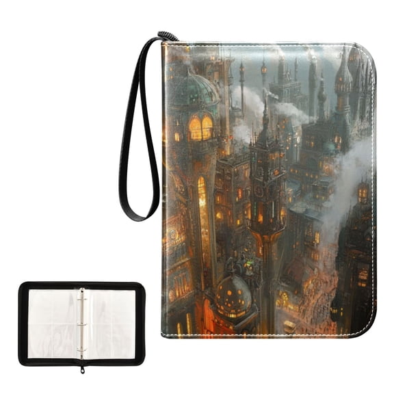 Game Card Storage Bag Collectible Trading Card Albums The 4-Pocket Card Binder With 50-Page Sleeve Can Hold 400 Game Cards Steampunk Castle