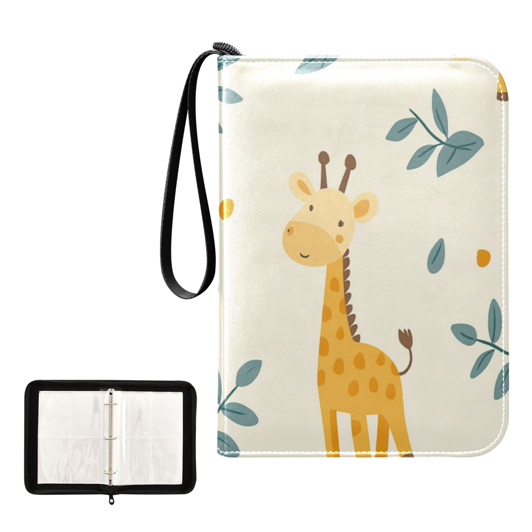 Game Card Storage Bag Collectible Trading Card Albums The 4-Pocket Card Binder With 50-Page Sleeve Can Hold 400 Game Cards Super Cool Giraffe